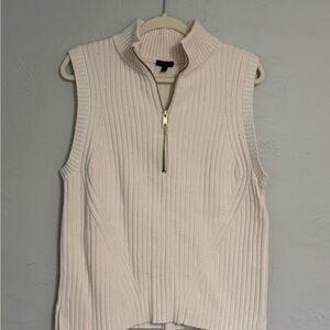 Talbots Cream Sleeveless Turtleneck Sweater